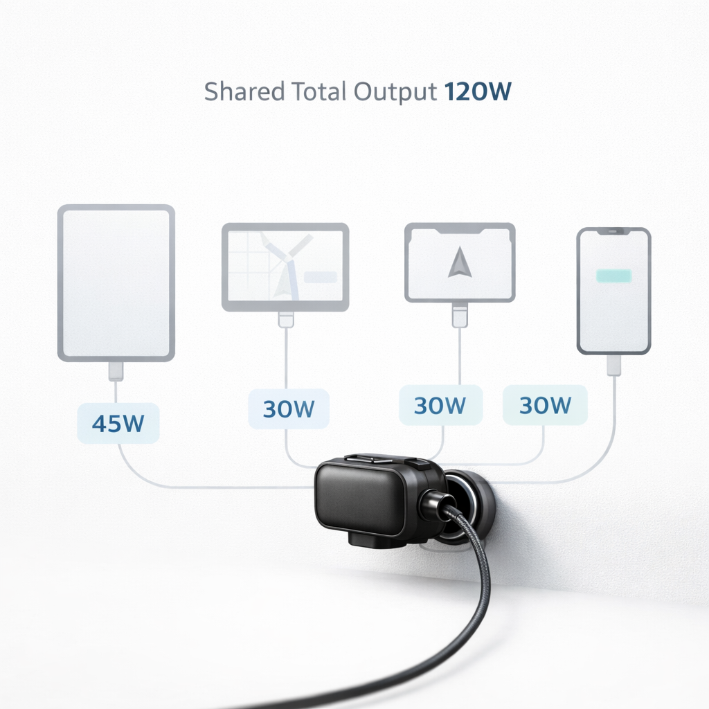 Aaviro Orbit™ Car Charging Hub | Retractable 4-Device Power